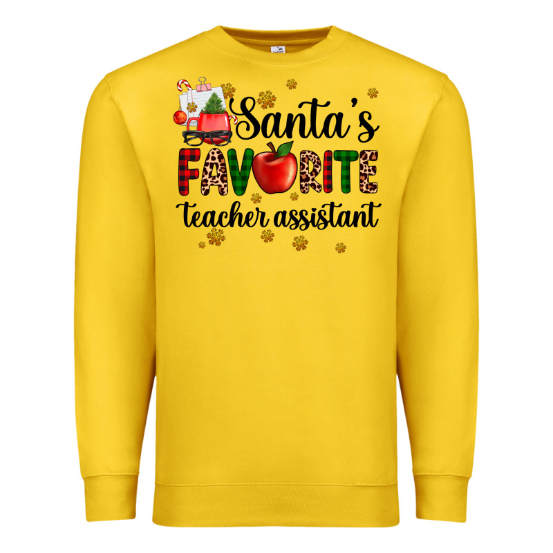 Santa's Favorite Teacher Assistant Premium Sweatshirt by AdoDesignShop | Teevron
