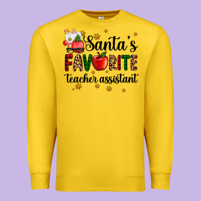 Santa's Favorite Teacher Assistant Premium Sweatshirt Designed By Adodesignshop