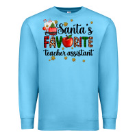 Ocean Blue santa's favorite teacher assistant Premium Sweatshirt - AdoDesignShop