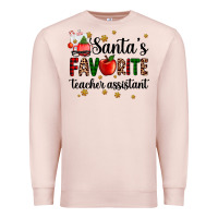 Pale Pink santa's favorite teacher assistant Premium Sweatshirt - AdoDesignShop