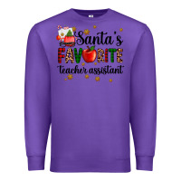 Purple santa's favorite teacher assistant Premium Sweatshirt - AdoDesignShop