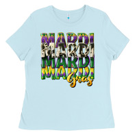 Baby Blue cowhide mardi gras Ladies Tee - CowGirlArtShop