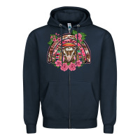 Navy pink floral baby goat rainbow Zipper Hoodie - BarkalooDesign