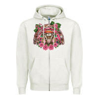 Oatmeal Heather pink floral baby goat rainbow Zipper Hoodie - BarkalooDesign