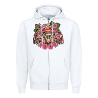 White pink floral baby goat rainbow Zipper Hoodie - BarkalooDesign