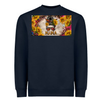 Navy mess bun mama with sunflowers and colorful leopard license plate Heavyweight Sweatshirt - BarkalooDesign