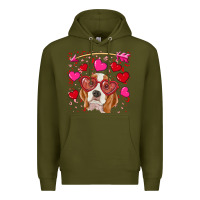 Army Green Valentines day  beagle Premium Hoodie - RanaPortraitStore