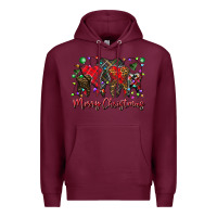 Burgundy merry Christmas teeth Premium Hoodie - CowhideDigitalArt