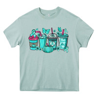 Arona Ovarian Cancer coffee cups teal ribbon Heavy Core Tee - NancyCooperArtShop