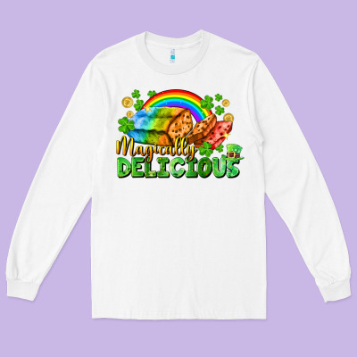 Magically Delicious St. Patricks Day Long Sleeve Tee Designed By Fadigitalartstudio