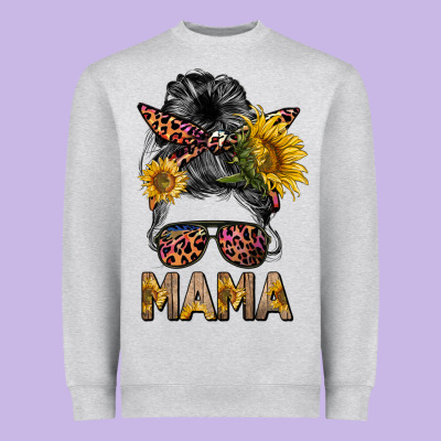 Mess Bun Mama Sunflowers Heavyweight Sweatshirt Designed By Barkaloodesign