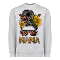Heather Grey mess bun mama sunflowers Heavyweight Sweatshirt - BarkalooDesign