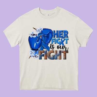 Her Fight Is Our Fight Colon Cancer Blue Ribbon Heavy Core Tee Designed By Nancycooperartshop