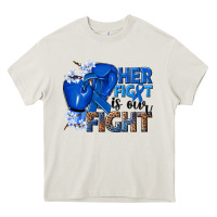 Cream Her fight is our fight Colon Cancer blue ribbon Heavy Core Tee - NancyCooperArtShop