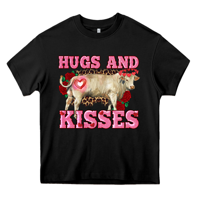 Hugs And Kisses Charolais Bull Heavy Core Tee by RanaPortraitStore | Teevron