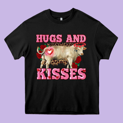 Hugs And Kisses Charolais Bull Heavy Core Tee Designed By Ranaportraitstore