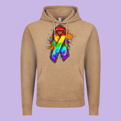 Pride Ribbon Vintage Hoodie Designed By Fadigitalartstudio