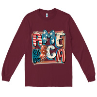 Burgundy America with lightning bolt 4th of july Long Sleeve Tee - FaDigitalArtStudio