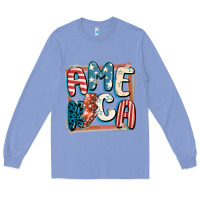 Colony Blue America with lightning bolt 4th of july Long Sleeve Tee - FaDigitalArtStudio