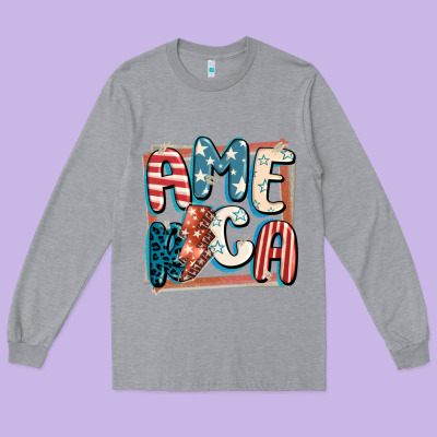 America With Lightning Bolt 4th Of July Long Sleeve Tee Designed By Fadigitalartstudio
