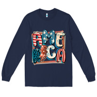 Navy America with lightning bolt 4th of july Long Sleeve Tee - FaDigitalArtStudio