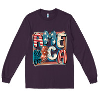 Plum America with lightning bolt 4th of july Long Sleeve Tee - FaDigitalArtStudio