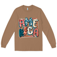 Toasted Coconut America with lightning bolt 4th of july Long Sleeve Tee - FaDigitalArtStudio