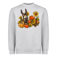 Heather Grey donkey sunflower and pumpkin farm Heavyweight Sweatshirt - BarkalooDesign