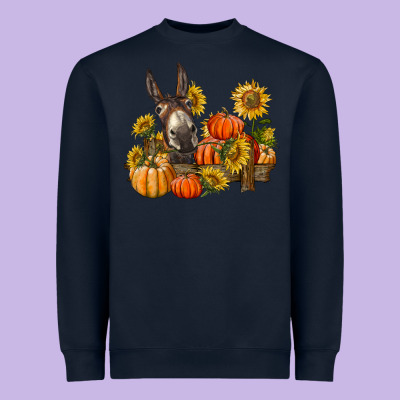 Donkey Sunflower And Pumpkin Farm Heavyweight Sweatshirt Designed By Barkaloodesign