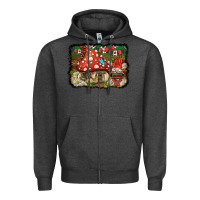 Charcoal Heather welcome ladybug gnome background Zipper Hoodie - BarkalooDesign