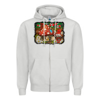 Dove Grey welcome ladybug gnome background Zipper Hoodie - BarkalooDesign