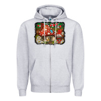 Heather Grey welcome ladybug gnome background Zipper Hoodie - BarkalooDesign
