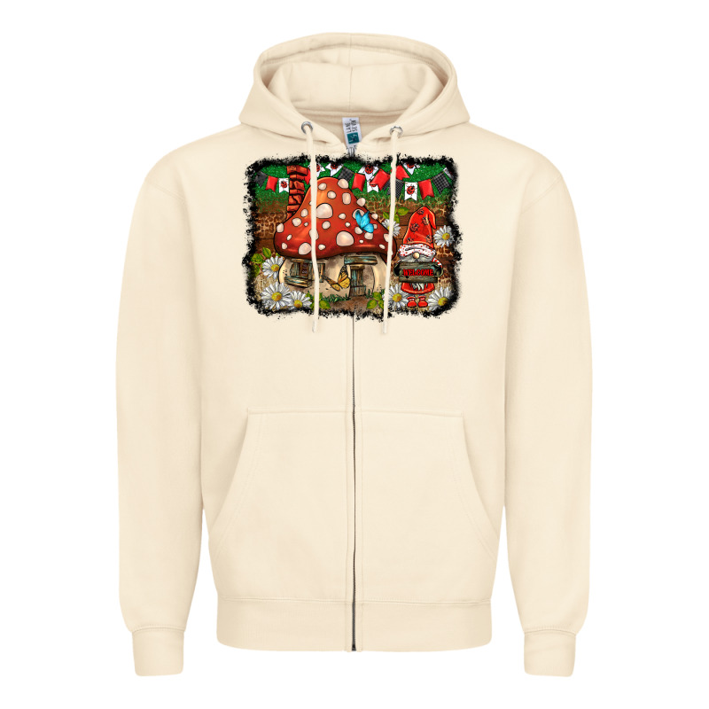 Welcome Ladybug Gnome Background Zipper Hoodie by BarkalooDesign | Teevron
