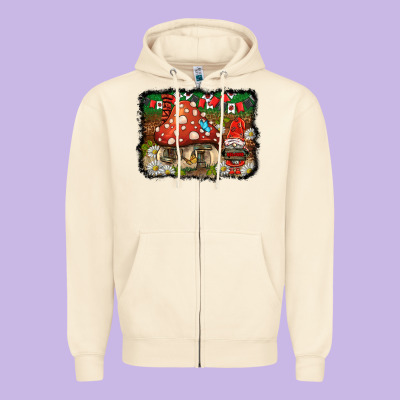Welcome Ladybug Gnome Background Zipper Hoodie Designed By Barkaloodesign