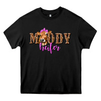 Black Moody Heifer with Leopard Heavy Core Tee - texasbilliewilder