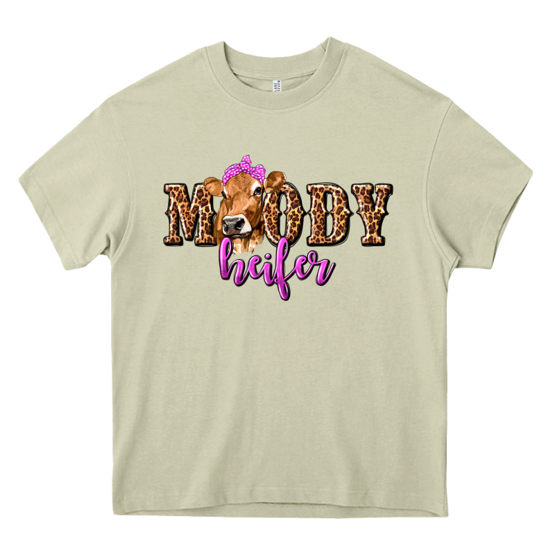 Moody Heifer With Leopard Heavy Core Tee by texasbilliewilder | Teevron