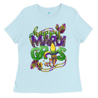 Baby Blue happy mardi gras yall Ladies Tee - CowGirlArtShop