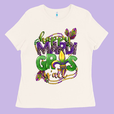 Happy Mardi Gras Yall Ladies Tee Designed By Cowgirlartshop