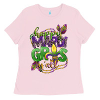 Bubblegum Pink happy mardi gras yall Ladies Tee - CowGirlArtShop