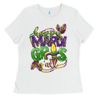 White happy mardi gras yall Ladies Tee - CowGirlArtShop