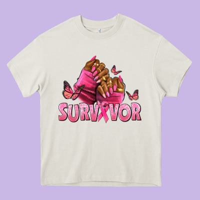 Breast Cancer Survivor Afro Nails Heavy Core Tee Designed By Nancycooperartshop