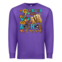 Purple jesus is the anchor of my soul Premium Sweatshirt - AdoDesignShop