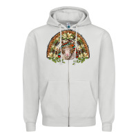 Dove Grey merino wool ram lily rainbow Zipper Hoodie - BarkalooDesign