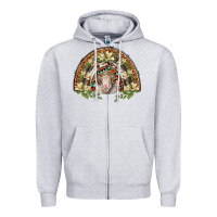 Heather Grey merino wool ram lily rainbow Zipper Hoodie - BarkalooDesign