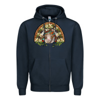 Navy merino wool ram lily rainbow Zipper Hoodie - BarkalooDesign