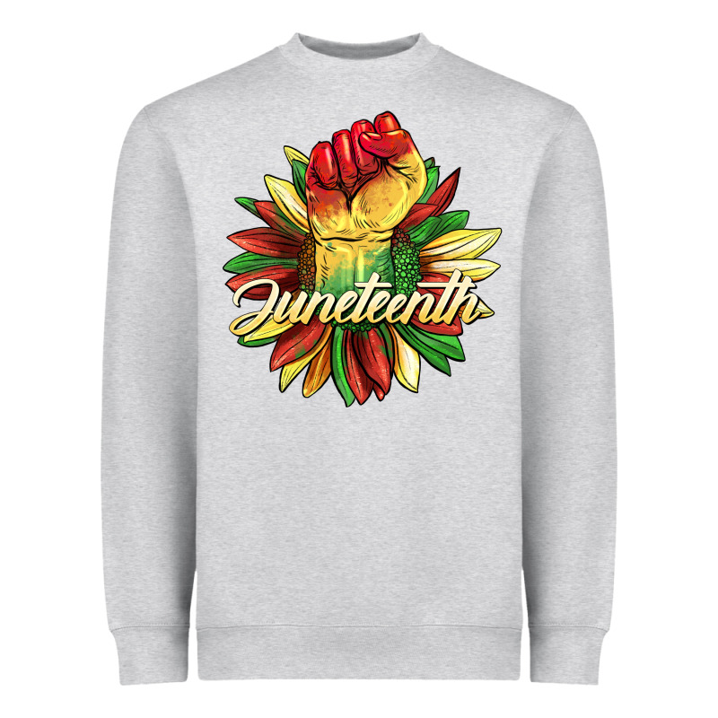 Juneteenth Fist Sunflower Heavyweight Sweatshirt by BarkalooDesign | Teevron