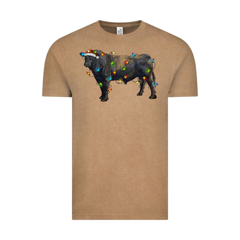 Christmas Black Angus Bull With Christmas Lights Vintage Tee by RanaPortraitStore | Teevron