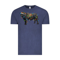 Vintage Denim christmas black angus bull with christmas lights Vintage Tee - RanaPortraitStore