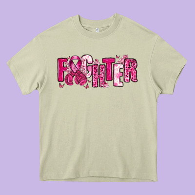 Fighter Breast Cancer Heavy Core Tee Designed By Nancycooperartshop