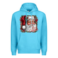 Ocean Blue merry Christmas santa Premium Hoodie - CowhideDigitalArt